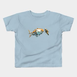 Sci Fi Goldfish with Scuba Diver Kids T-Shirt